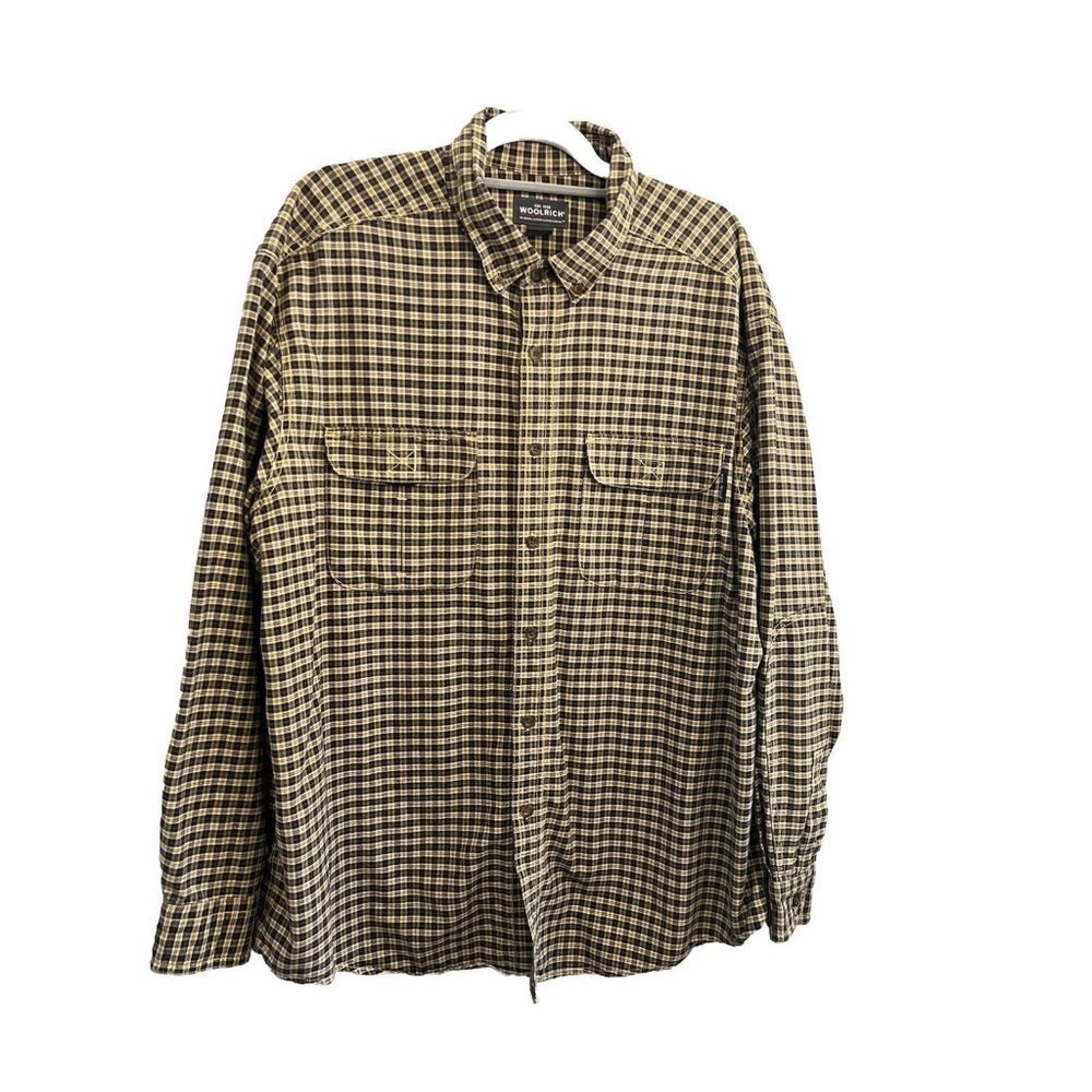 Woolrich Button Down Plaid Shirt Men XL Heavy Weight Cotton